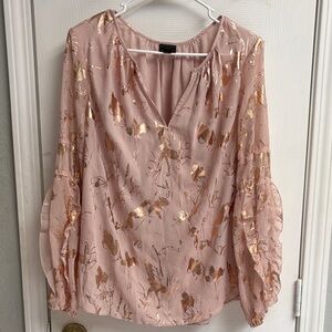 Worthington Pink Blouse with Gold Accents